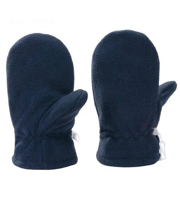 Navy Fleece Plush Lined Mittens