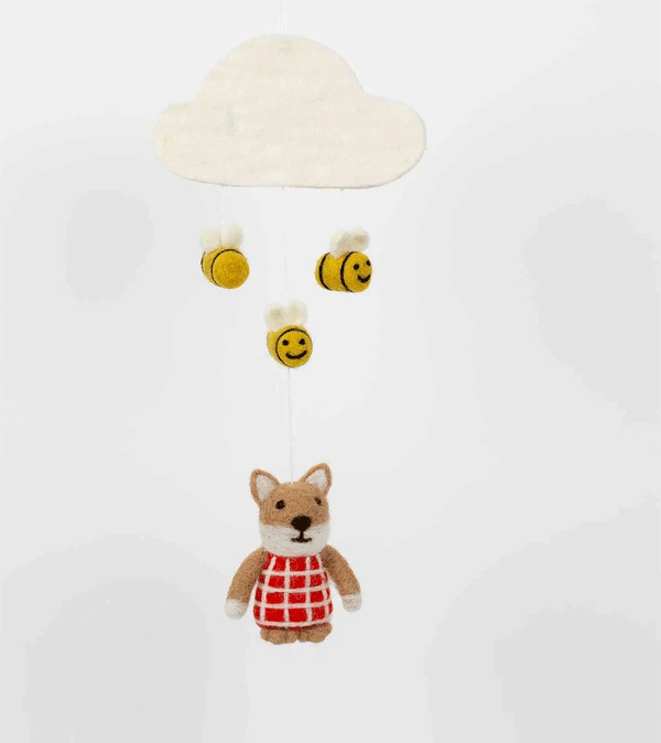 Felted Fox and Bees Mobile by AfroArt