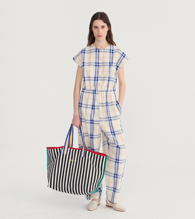 Women's Fun Tartan Relaxed Jumpsuit by Bobo Choses