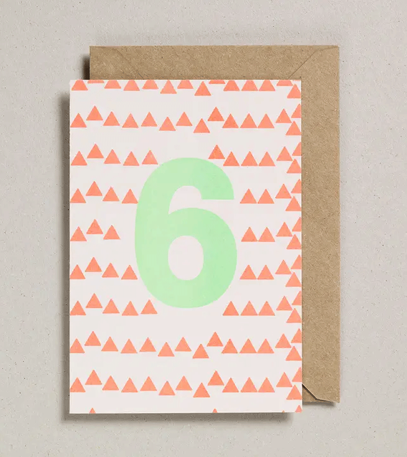 Age 6 Riso Birthday Number Card by Petra Boase