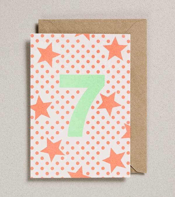 Age 7 Riso Birthday Number Card by Petra Boase