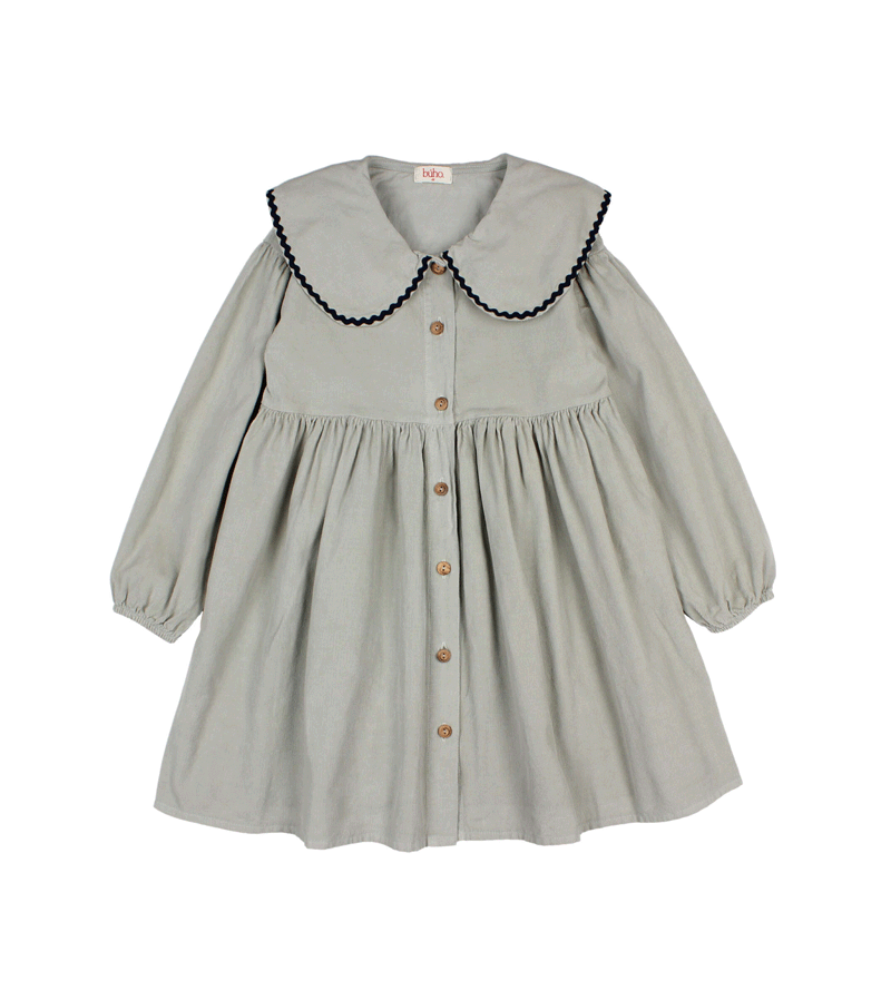 Eucalyptus Soft Velour Girls Dress by Buho