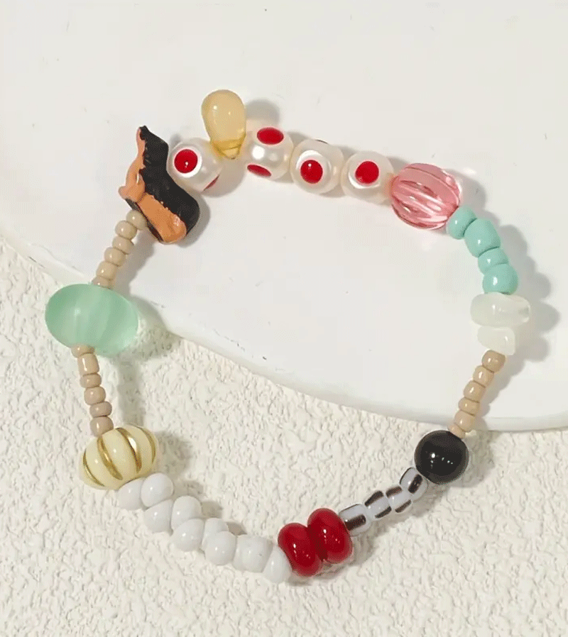 Glass Bead Elasticated Sausage Dog Bracelet