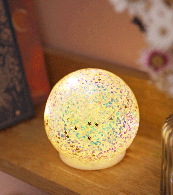 Small Led Iridescent Glitter Light Globe