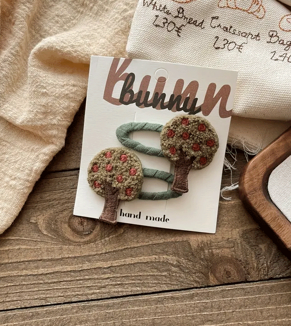 Set of 2 Fabric Trees Hair Clip Set