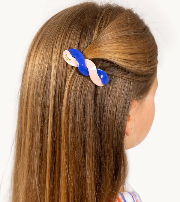 Pastel Pink and Azure Twist Big Hair Clip by Tinycottons