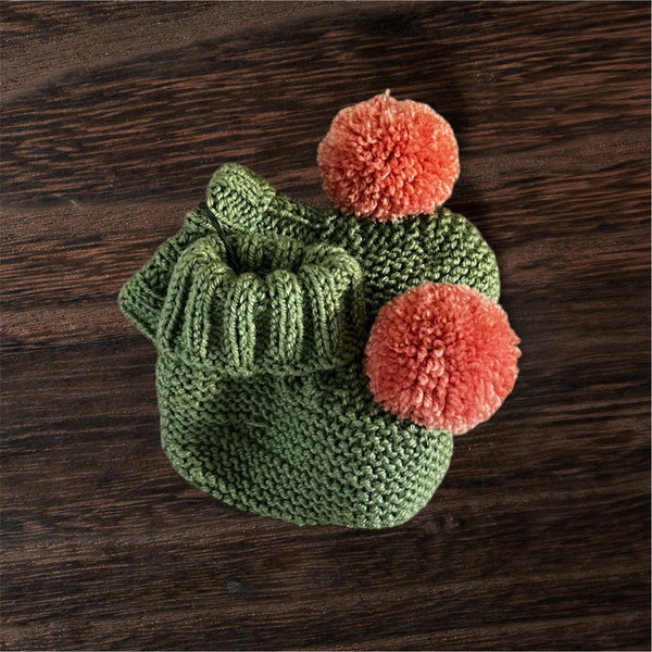 Green and Rose Pom Pom Booties by RKO