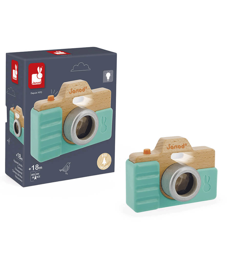 Wooden Toy Camera with Flash and Sound by Janod