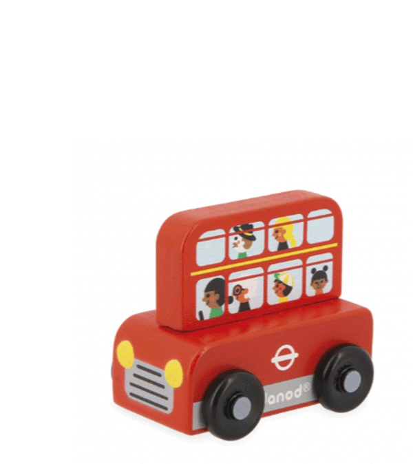 Wooden Car Doubledecker Bus Cross Roads by Janod