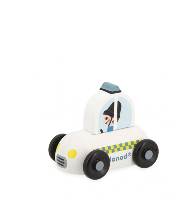 Wooden White Police Car Cross Roads by Janod