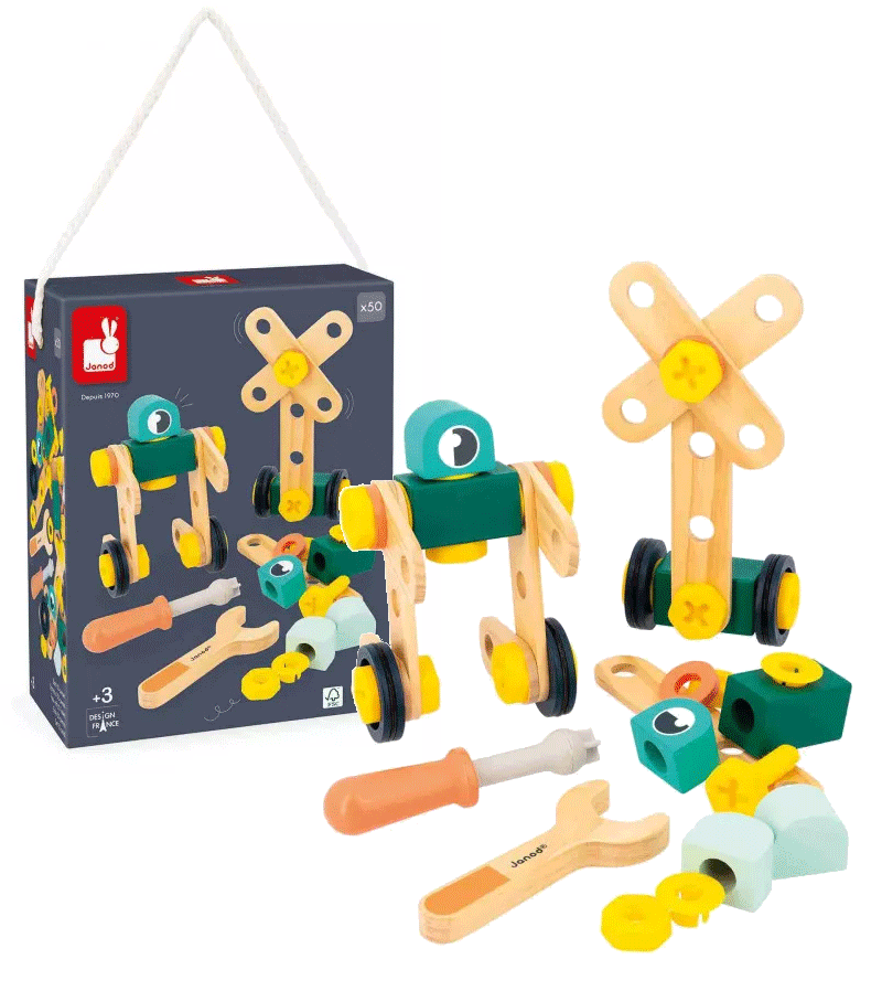 Brico'Kids Barrel 50 Wooden Pieces by Janod