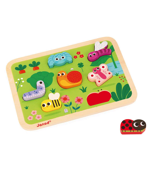 7 pcs Wooden Chunky Garden Puzzle by Janod