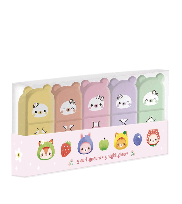 Set of 5 Mini Bear Highlighters by Janod