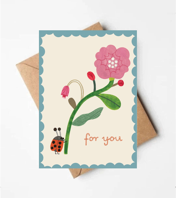 Ladybird and Flower Card by Daria Solak