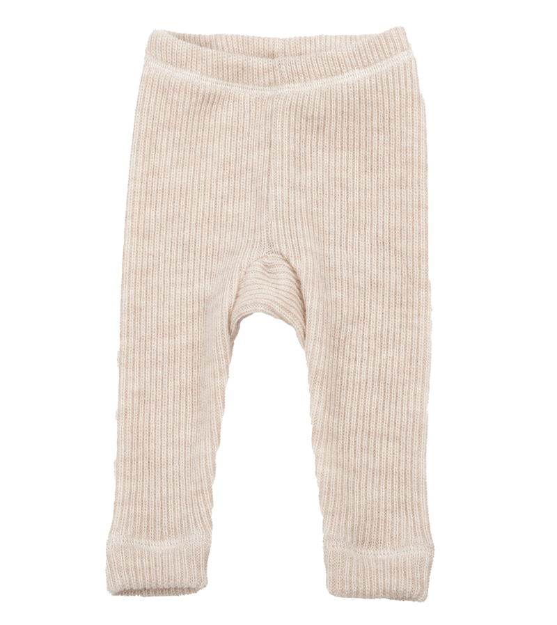 Cream Melange Merino Knitted Leggings by Joha