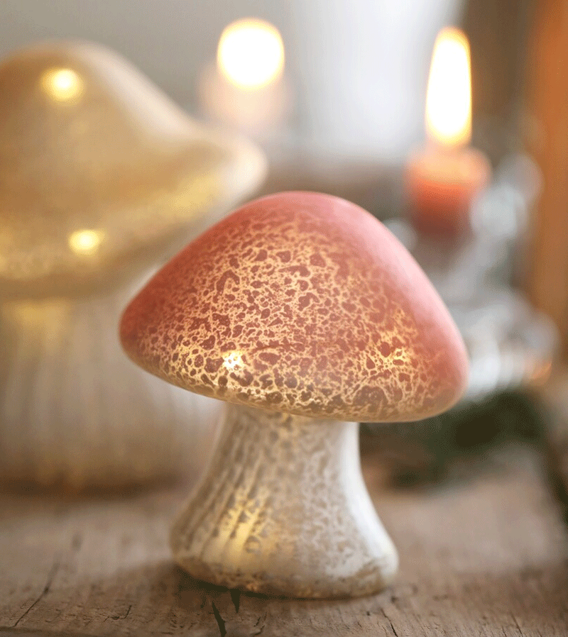 Small Pink Glass Mushroom Light