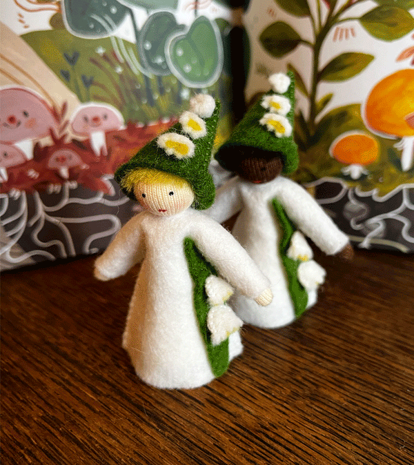 Standing Lily of the Valley Waldorf Large Felt Flower Fairy