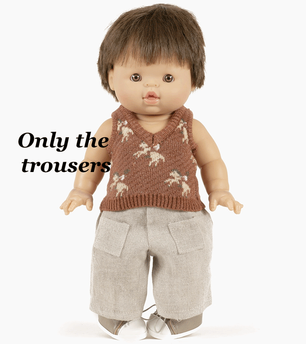 Linen Trousers with pockets for Minikane Baby Dolls
