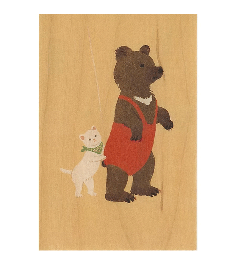 Bear and Cat Little Animals Wooden Card by WOODHI