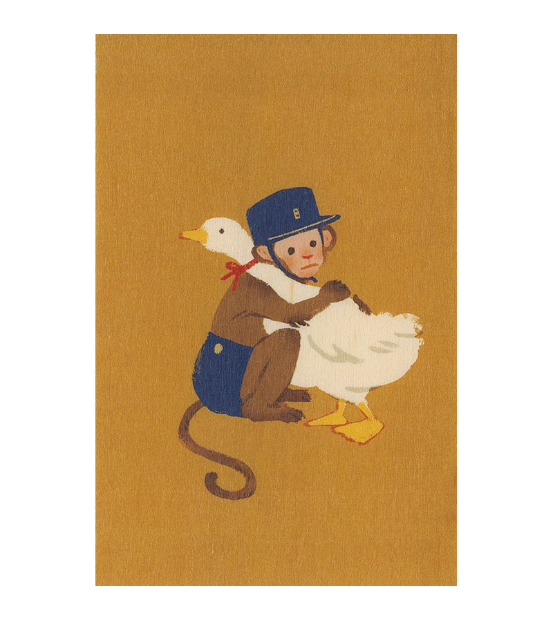 Monkey and  Goose Little Animals Wooden Card by WOODHI