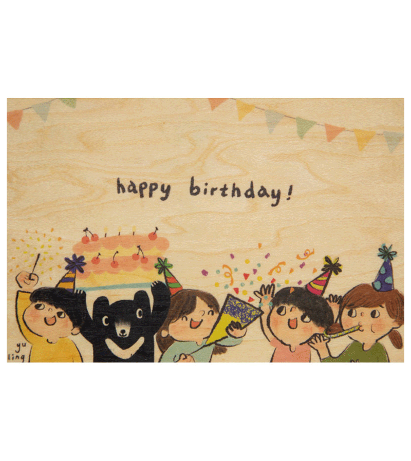 Lu Yu Ling Happy Birthday Wooden Card by WOODHI