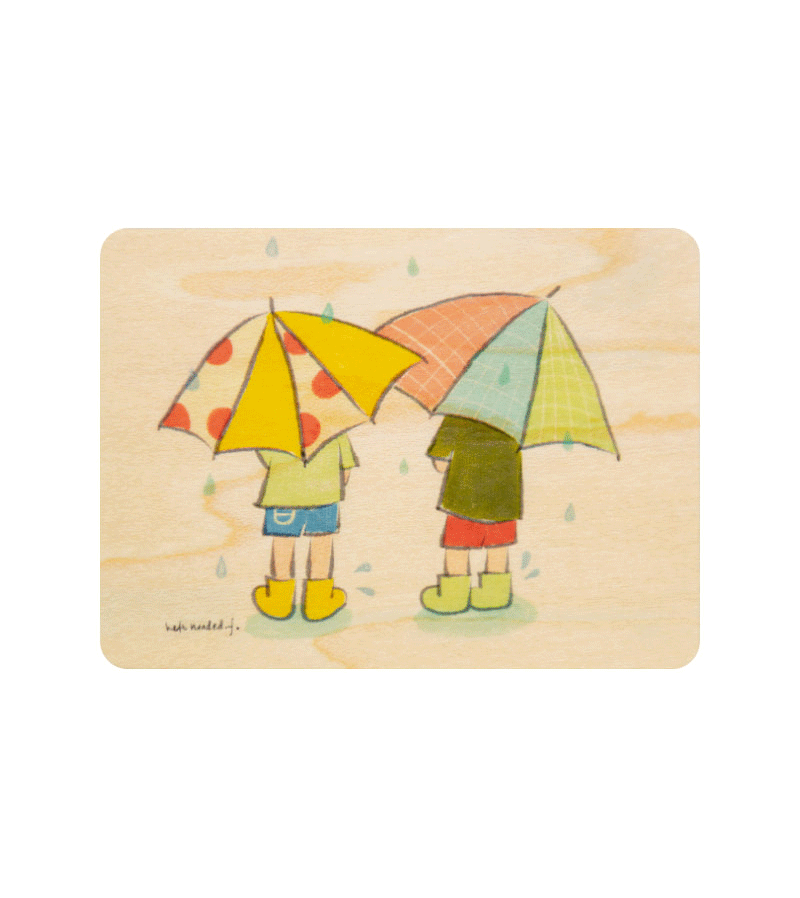 Lu Yu Ling Rainy Day Mini Wooden Card by WOODHI