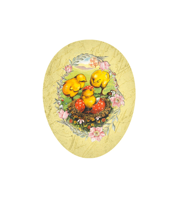 25cm Yellow Chicks Retro Cardboard Easter Egg