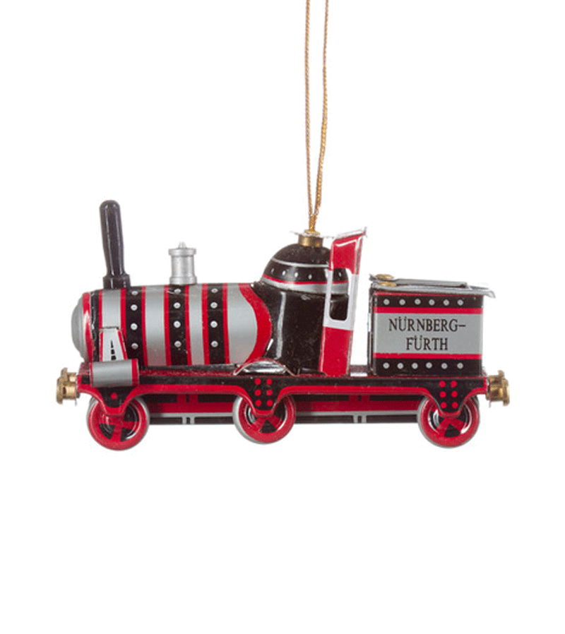 Black and Silver Tin Train Locomotive Ornament