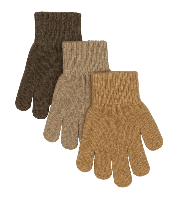 Mustard Brown & Beige 3 Pack Magic Merino Wool Gloves by Mikk-Line