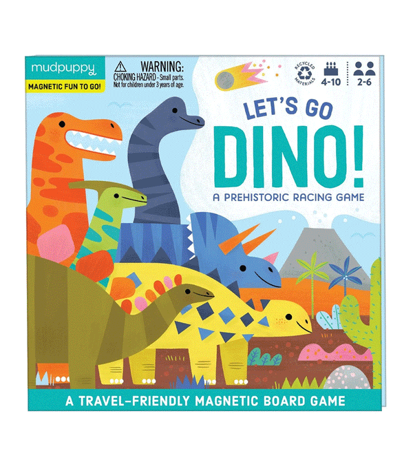 Let's Go, Dinos! Magnetic Prehistoric racing Game by Mudpuppy