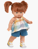 Mila Pastel Tartan Check Top and Denim Shorts Set for Baby Doll by Minikane