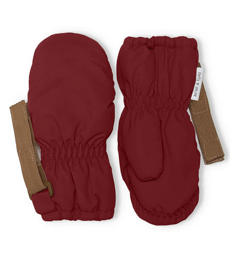 Red Merlot Cordt Fleece lined Waterproof Mittens by MiniAture