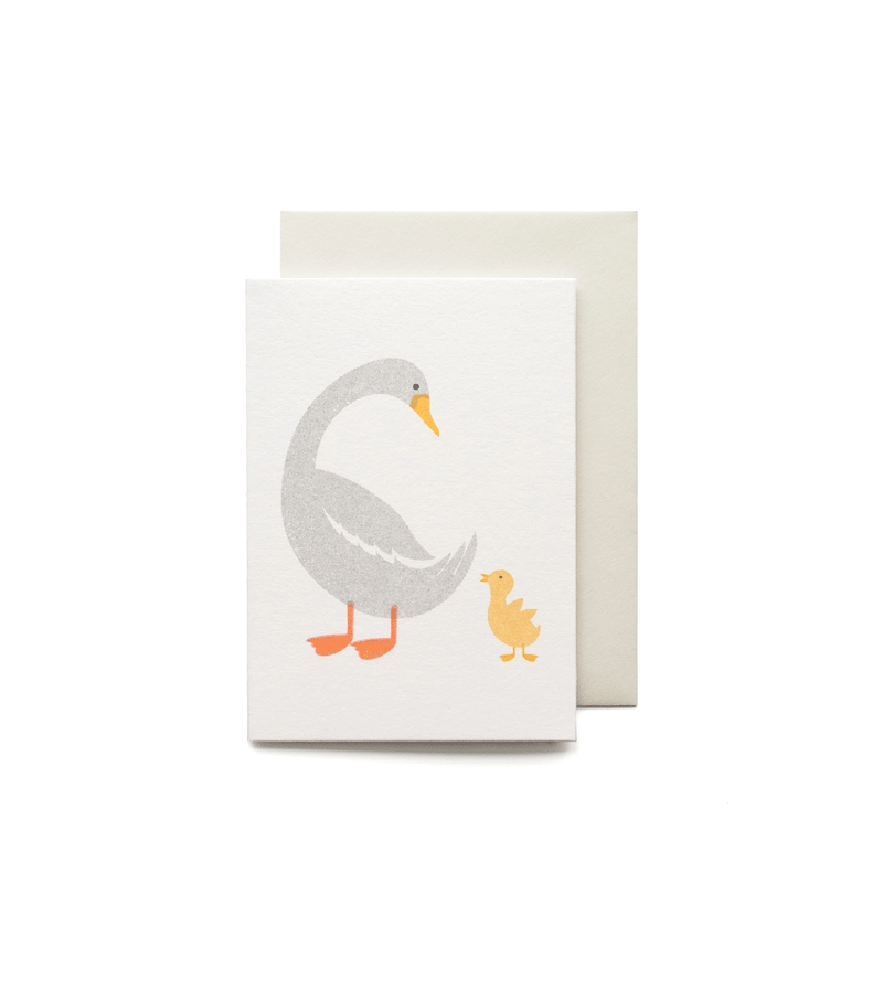 Mother Duck & Duckling New Baby Mini Card by Bobbie Print