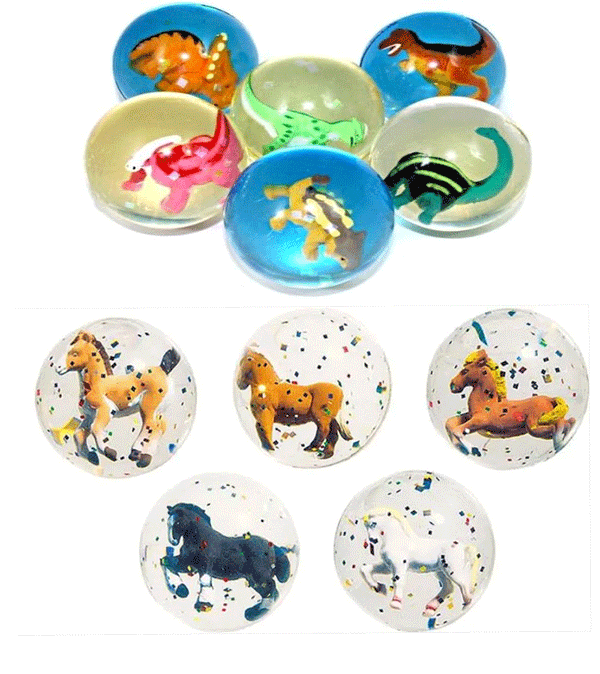 Horse and Dinosaur Confetti Bouncy Balls