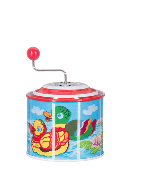 Retro Tin Duck Music Box with Handle