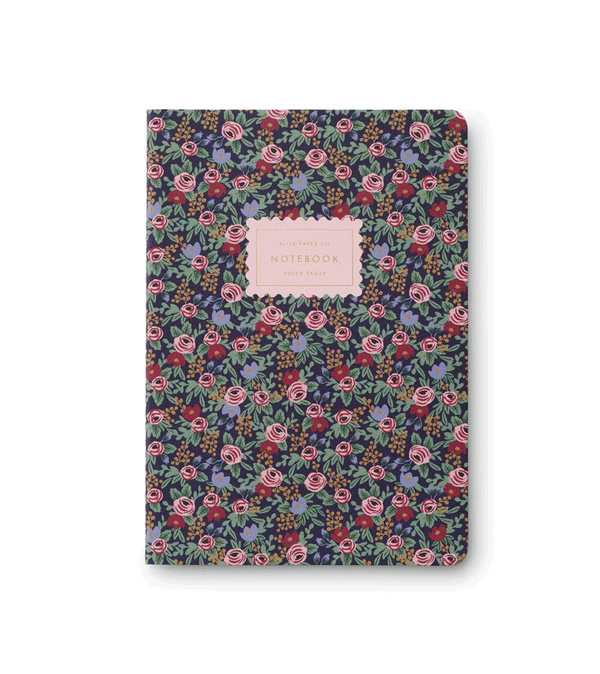Dark Blue Rose Stitched Notebook by Rifle Paper Co
