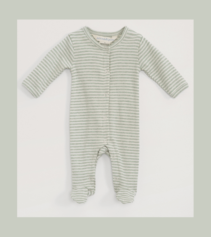 Jade Stripe Organic Cotton Romper by Serendipity