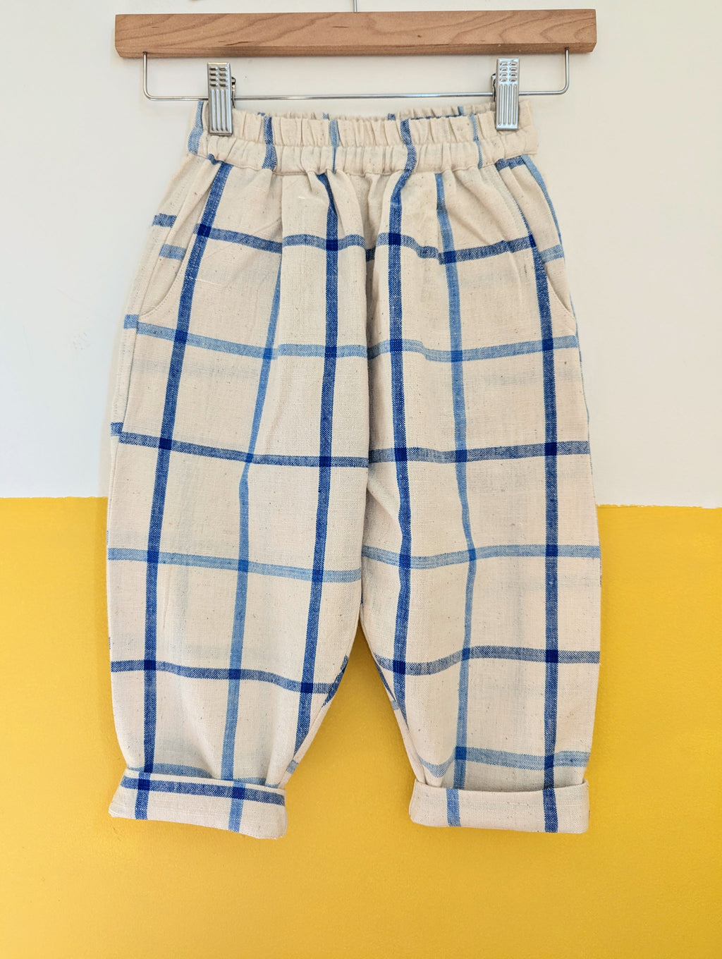 Window Pane Check Handwoven Cotton Trousers