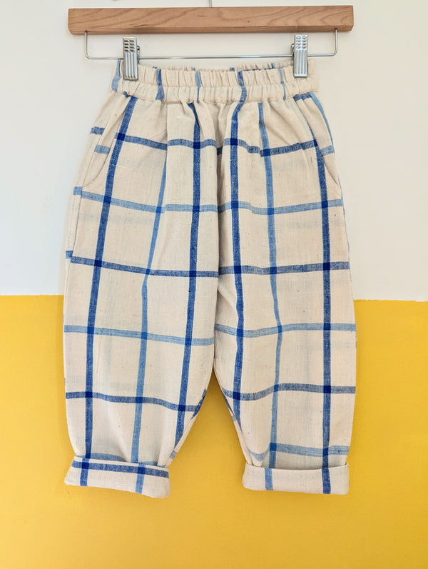 Window Pane Check Handwoven Cotton Trousers