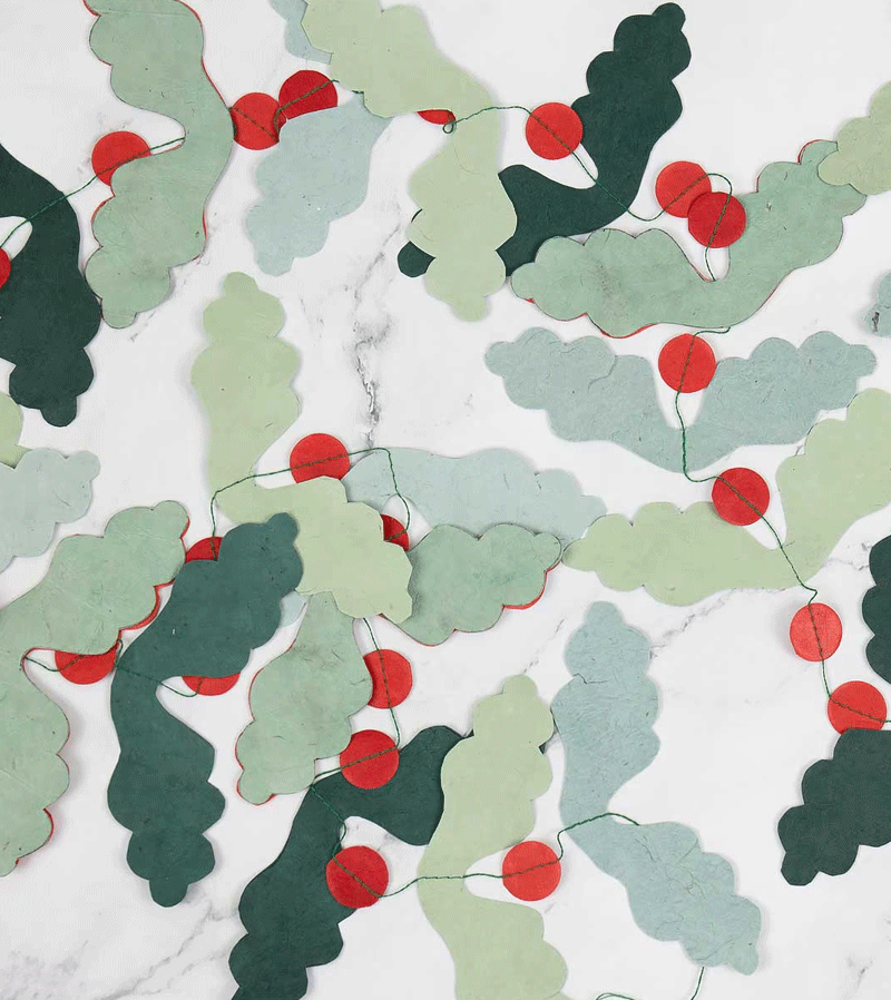 Red Berries Holly Lokta Paper Garland by AfroArt