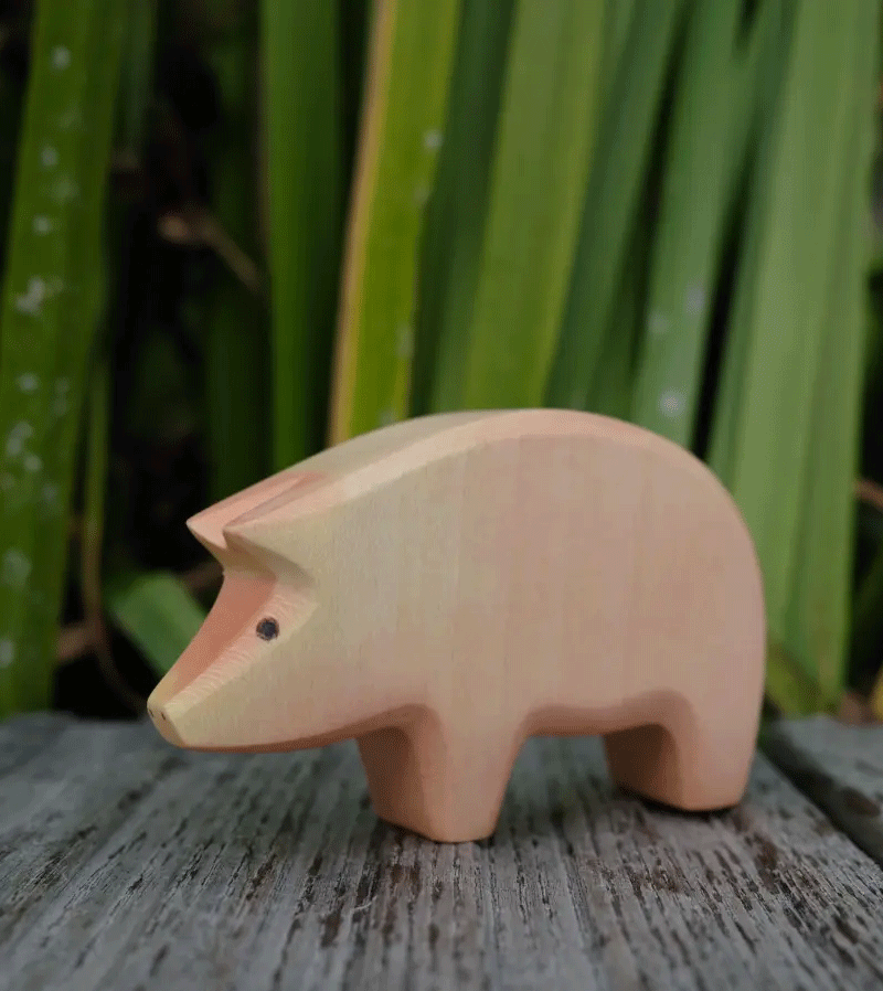 Wooden Pig Snout Down by Holzwald