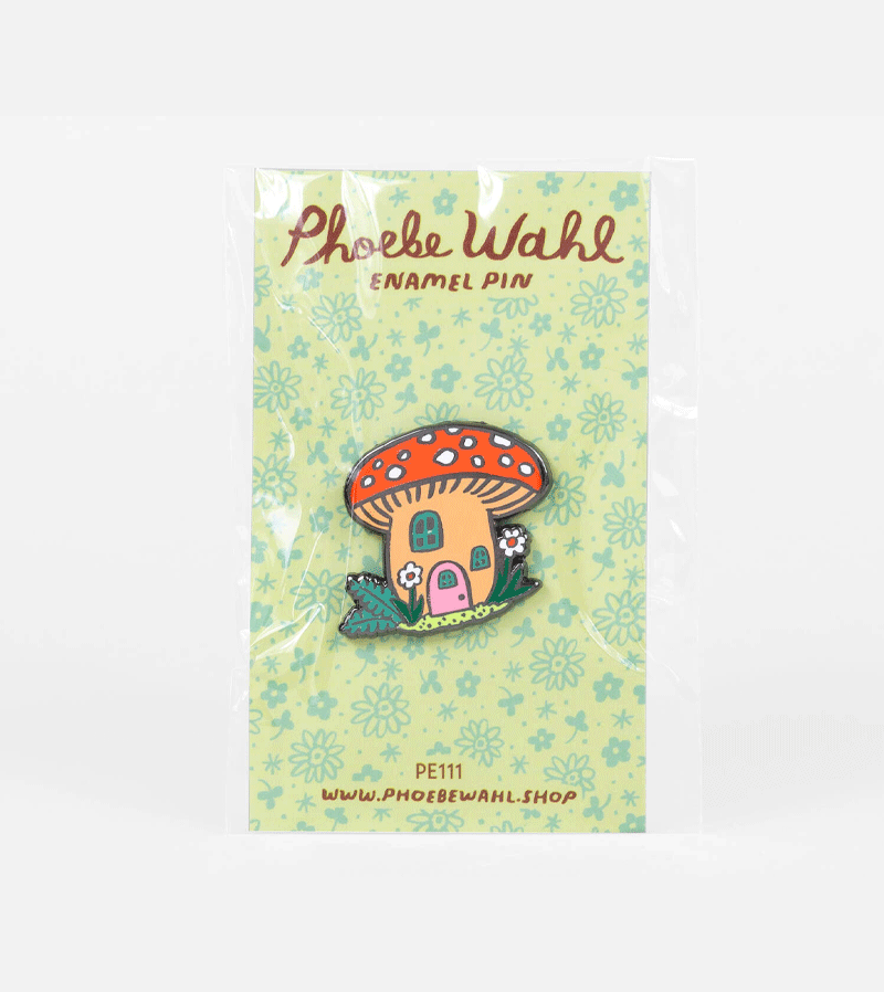 Mushroom Cottage Enamel Pin by Phoebe Wahl
