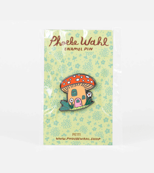 Mushroom Cottage Enamel Pin by Phoebe Wahl