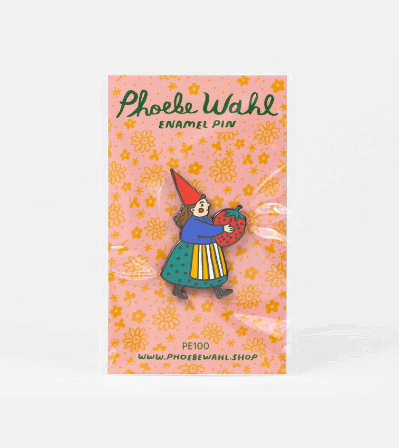 Strawberry Gnome Enamel Pin by Phoebe Wahl