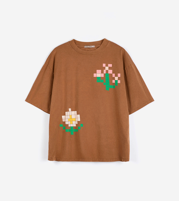 Adult Pixel Flowers Oversize T‑shirt  by Bobo Choses