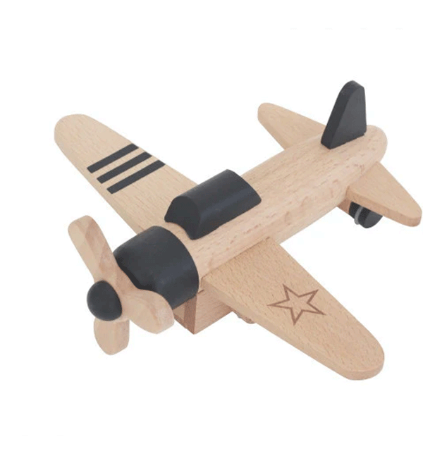 Wooden Black Hikoki Propeller Plane by Kiko & gg
