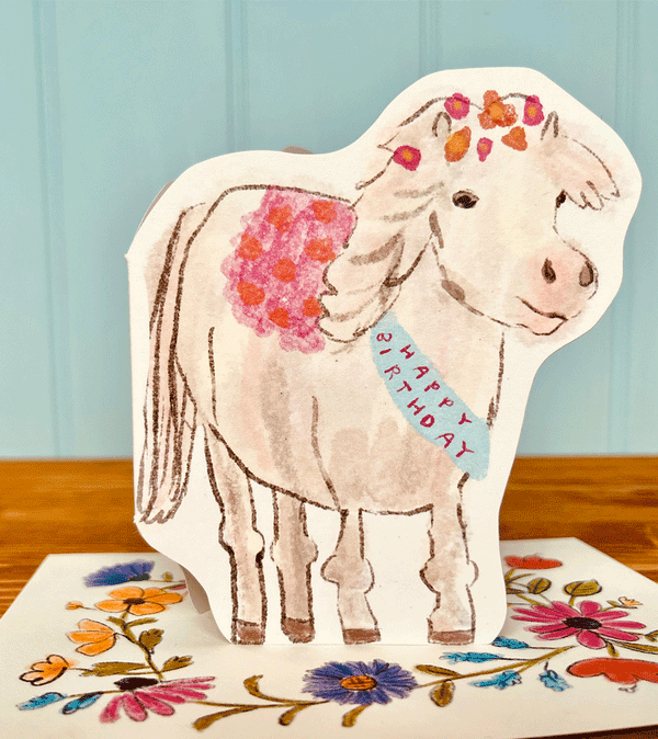 Cutout Pony Birthday Card by Laura Skilbeck