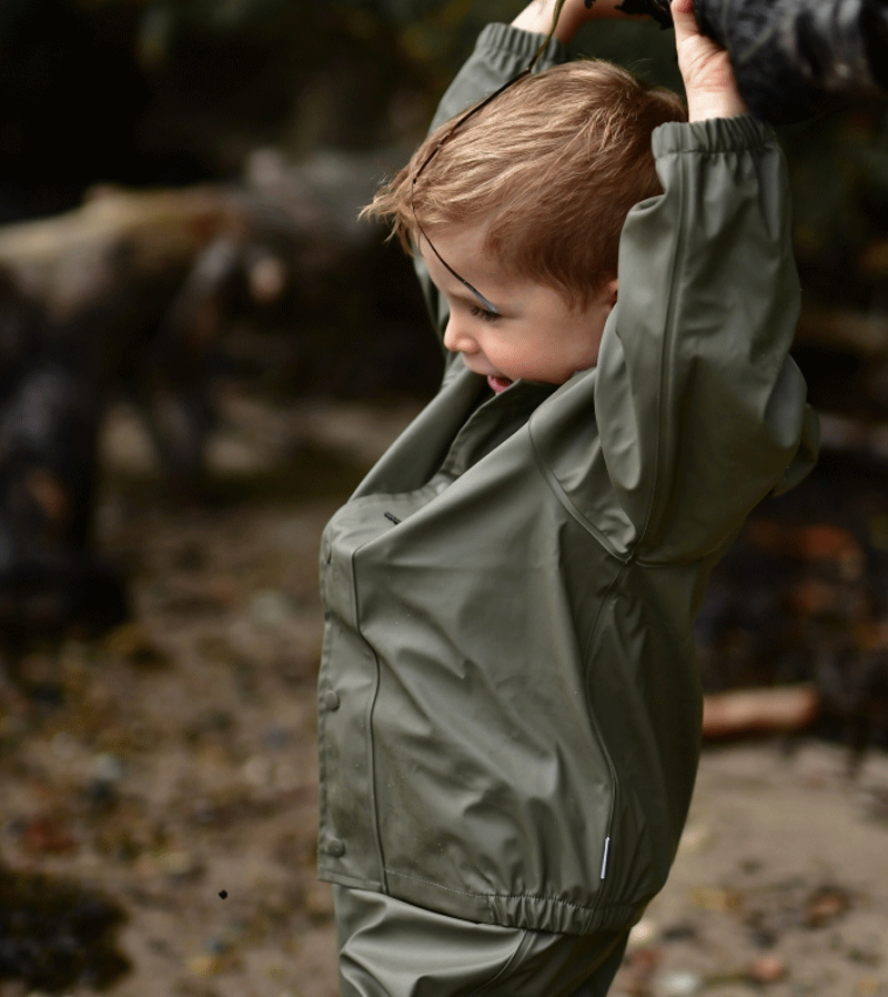 Dusty Olive Rain Coat by Mikk-Line