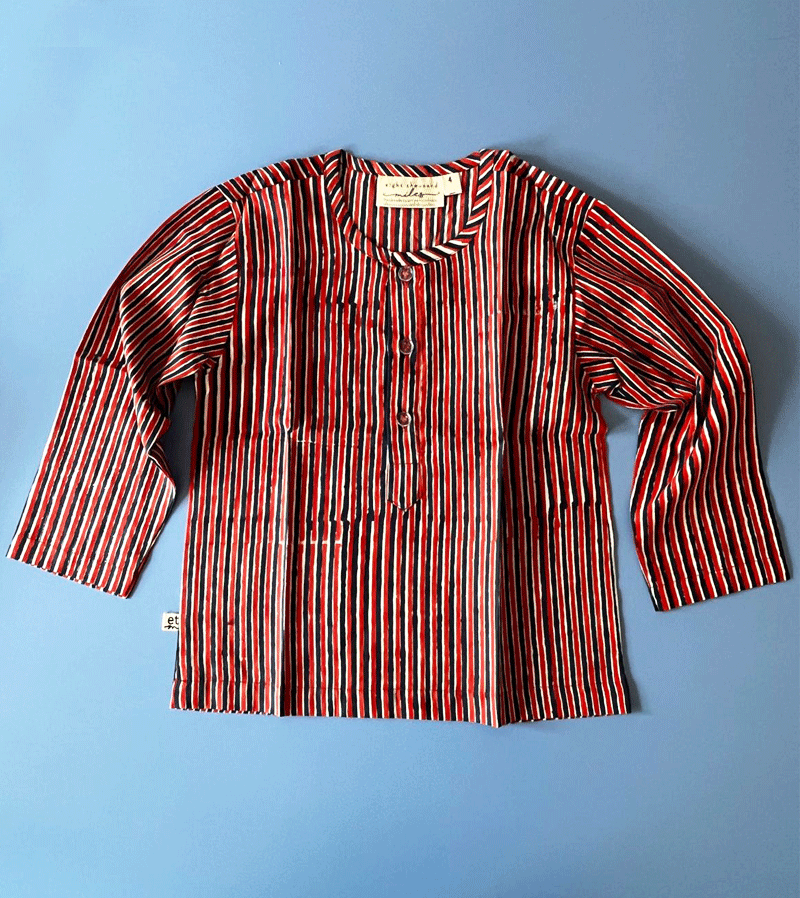 Navy and Red Stripe Kurta by 8000 miles