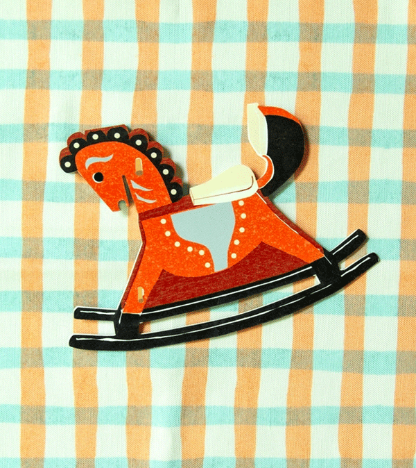 New Baby Rocking Horse Die Cut Card by Isatopia